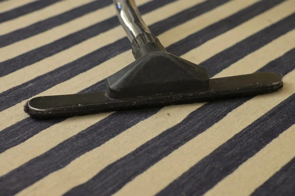 Aspirando el detalle de una alfombra a rayas